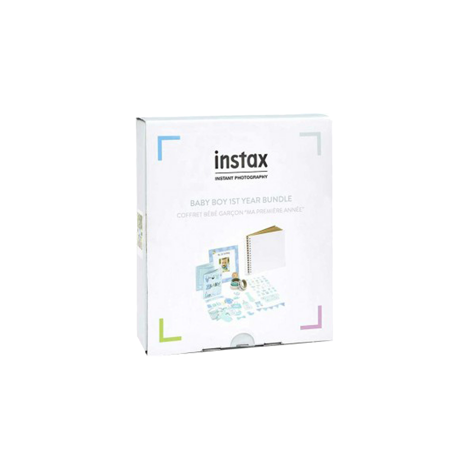 instax komplekts mazuļa pirmajai dzimšanas dienai, zils (rāmītis, albums, uzlīmes un līmlentes)