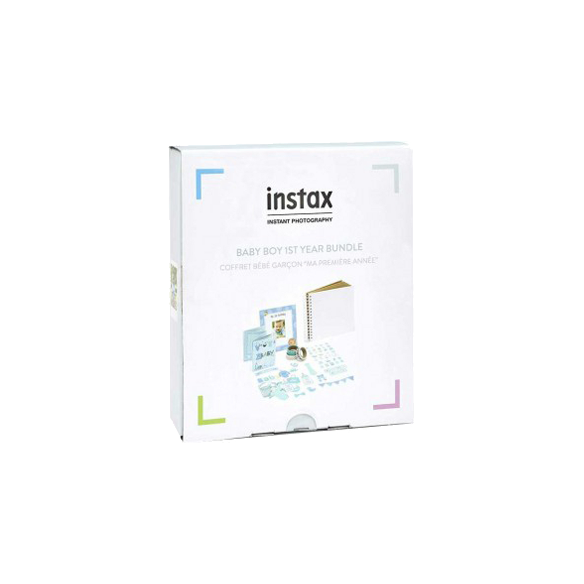 instax komplekts mazuļa pirmajai dzimšanas dienai, zils (rāmītis, albums, uzlīmes un līmlentes)